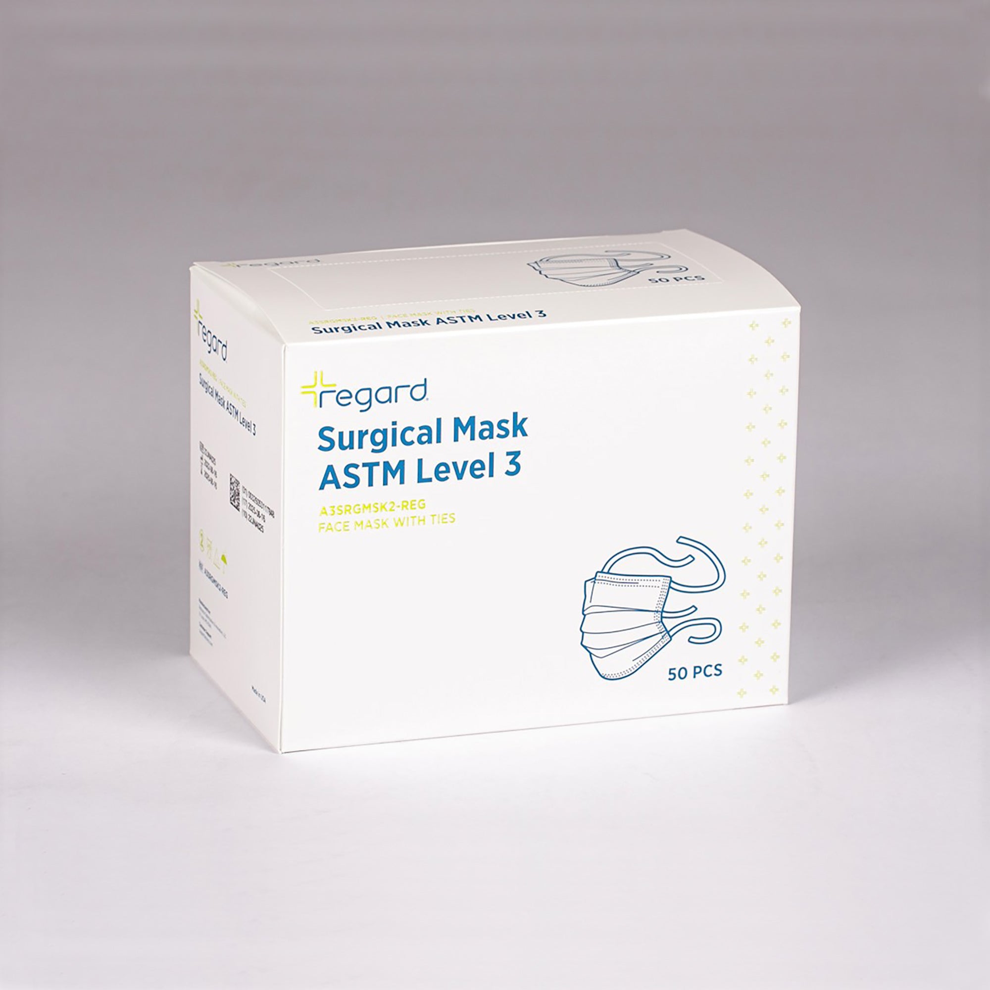 Surgical Mask, ASTM Level 3, Tie - Regard (Box of 50)