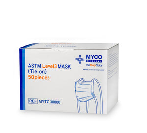 Surgical Mask, ASTM Level 3, Tie - Myco (Box of 50)